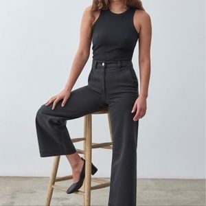 Everlane the wide leg crop pant in black